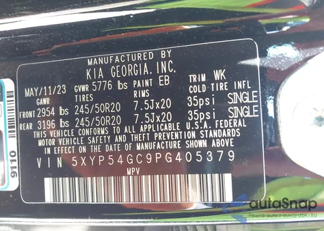 2023 Kia Telluride Sx from USA, damaged, VIN 5XYP54GC9PG405379